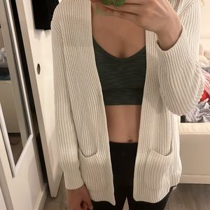 Madewell Cotton White XXS(small) Open Cardigan Knit Pockets